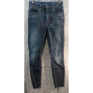 Mother‎ Jeans Women's 24 Blue Night Owl HW Looker Ankle Fray Stretch Denim USA